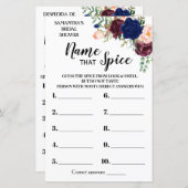 Papier Nom que Spice nuptiale douche anglais jeu espagnol (Devant / Derrière)