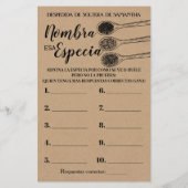 Papier Nom que Spice nuptiale douche jeu anglais espagnol (Dos)