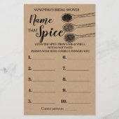 Papier Nom que Spice nuptiale douche jeu anglais espagnol (Devant)