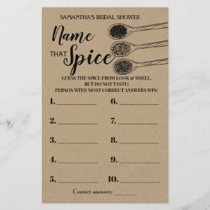 Papier Nom que Spice nuptiale douche jeu anglais espagnol