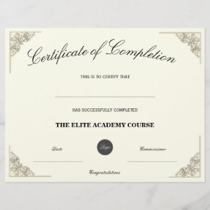 Papier Nom vierge Certificat de fin d'études Logo perso