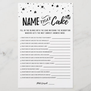 Papier Nommez ce gâteau Jeux de mariée avec les réponses