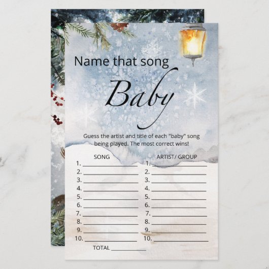 Papier Nommez ce jeu de baby shower de chanson (Devant / Derrière)