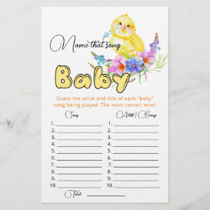 Papier Nommez ce jeu de baby shower de chanson