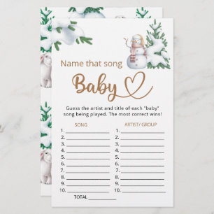 Papier Nommez ce jeu de baby shower de chanson