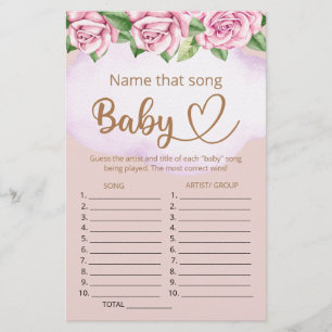 Papier Nommez ce jeu de baby shower de chanson