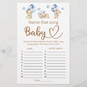 Papier Nommez ce jeu de baby shower de garçon de chanson