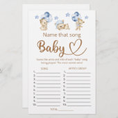 Papier Nommez ce jeu de baby shower de garçon de chanson (Devant / Derrière)