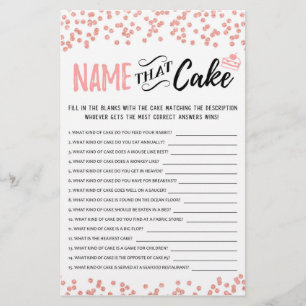 Papier Nommez ce jeu de gâteau avec les réponses