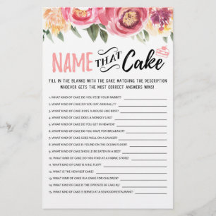 Papier Nommez ce jeu de gâteau avec les réponses