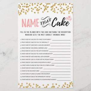 Papier Nommez ce jeu de gâteau avec les réponses