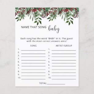 Papier Nommez cette chanson jeu de baby shower Evergreen