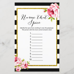 Papier Nommez cette épice - Jeu de Baby Shower