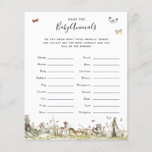 Papier Nommez les bébés animaux Jeu de Baby Shower