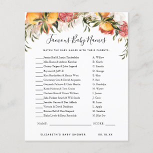 Papier Noms de bébé célèbres   Jeu de Baby Shower
