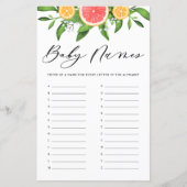 Papier Noms des bébés pamplemousse Alphabet Baby shower J (Devant)