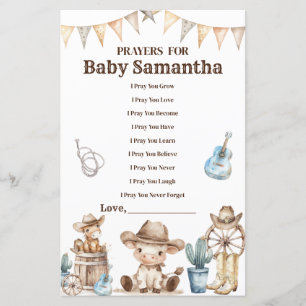 Papier Nos prières de Baby shower de petit cowboy pour bé