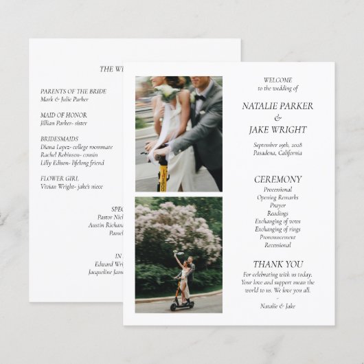 Papier Nostalgic Editorial Black & White Wedding Programm (Devant / Derrière)