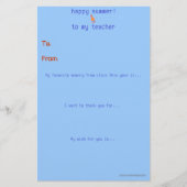 Papier Note de remerciement du professeur de fin d'année (Devant)