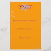 Papier Note de remerciement du professeur de fin d'année (Devant)