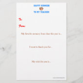 Papier Note de remerciement du professeur de fin d'année (Devant)