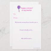 Papier Note de remerciement du professeur de fin d'année (Devant / Derrière)