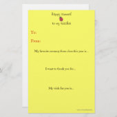 Papier Note de remerciement du professeur de fin d'année (Devant / Derrière)