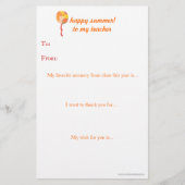 Papier Note de remerciement du professeur de fin d'année (Devant)