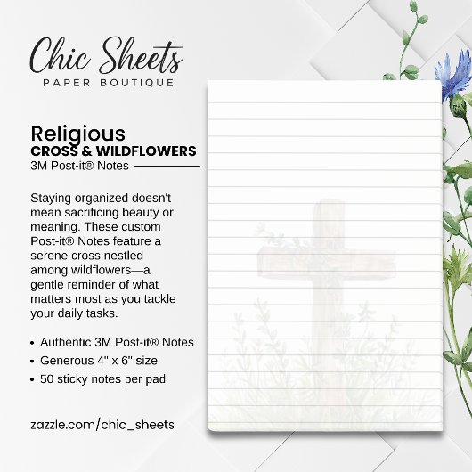 Papier-notes adhésifs 3M Post-it® Croix et Fleurs 