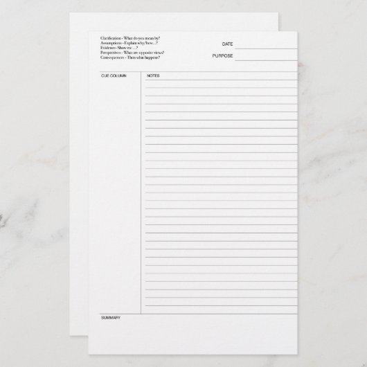 Papier Notes de focus (Devant / Derrière)