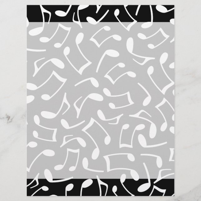 Papier Notes de musique Motif noir et blanc (Devant)