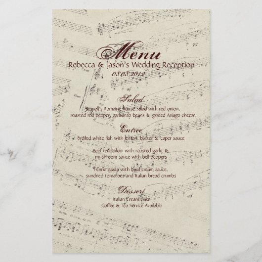 Papier Notes de musique romantique moderne Mariage de mus (Devant)