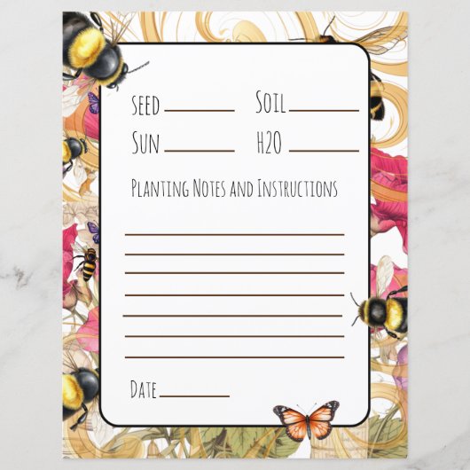 Papier Notes et instructions de plantation pour les semen (Devant)