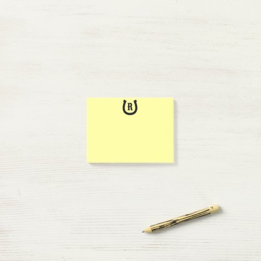 Papier-notes jaune Post-it® monogramme fer à cheva (Sur un bureau)