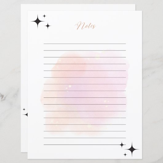 Papier Notes linéaires Rose imprimable Or (Devant / Derrière)
