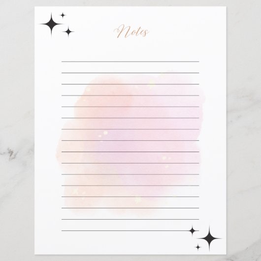 Papier Notes linéaires Rose imprimable Or (Devant)