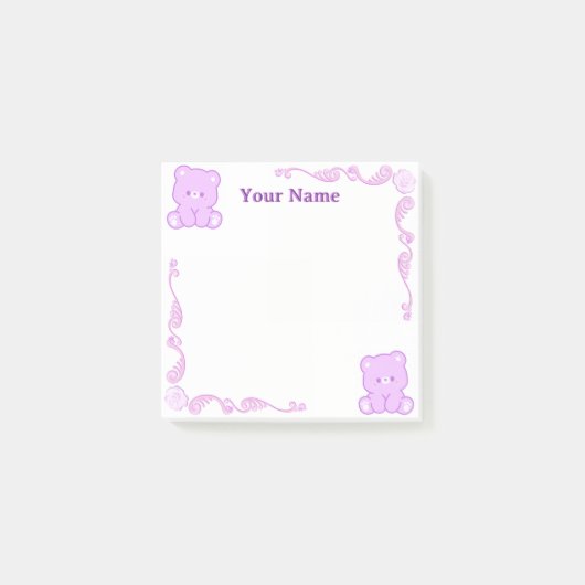 Papier-notes Post-it filigrané Ours en peluche Vio (Devant)