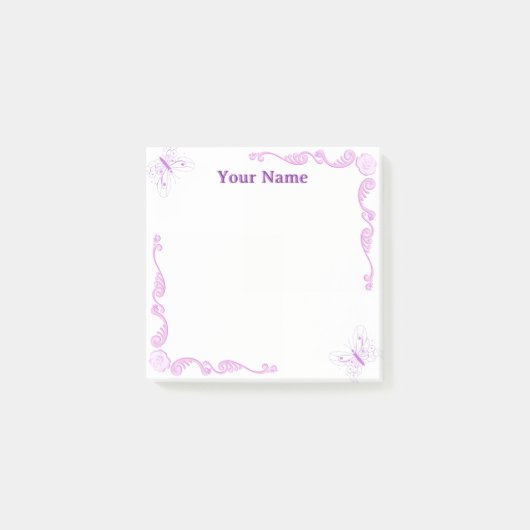 Papier-notes Post-it filigrané papillon violet per (Devant)