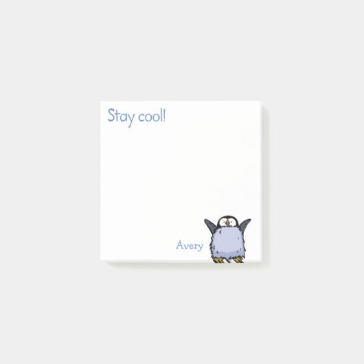 Papier notes Post-It poussin de pingouin heureux (Devant)