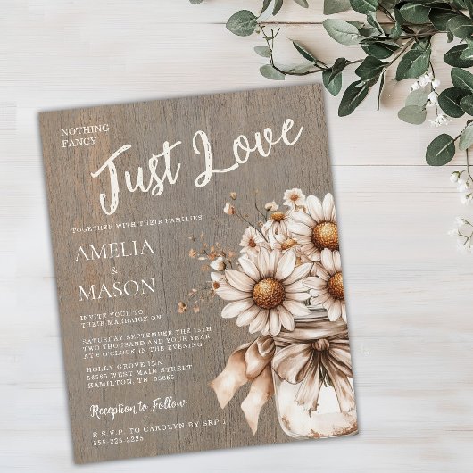 Papier Nothing Fancy Just Love Budget Wedding Invitation