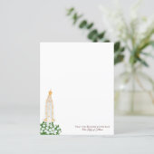 Papier Notre-Dame de Fatima et roses blanches (Debout devant)