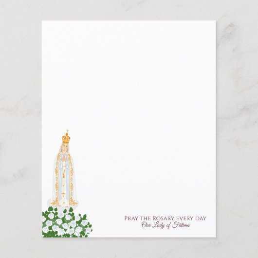 Papier Notre-Dame de Fatima et roses blanches (Devant)