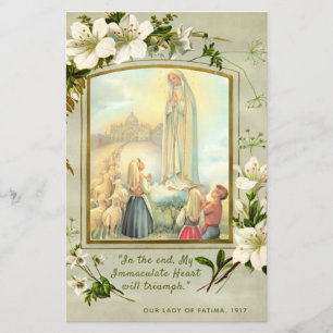 Papier Notre-Dame de Fatima Litany Prière religieuse