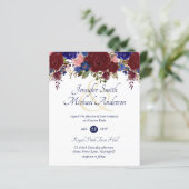 Papier Notre Invitation de Mariage Burgundy Bleu Rose Mar (Debout devant)