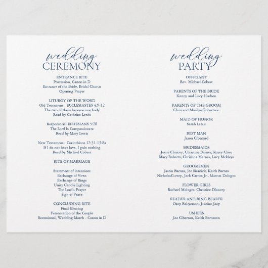 Papier Notre Meilleure Journée, Cérémonie Mariage Program (Dos)