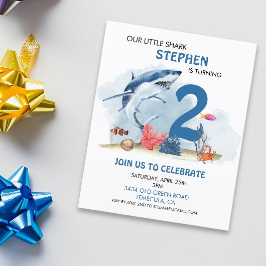 Papier Notre petit requin Anniversaire de l'âge d'aquarel