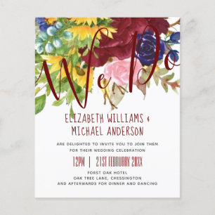 Papier NOUS FAISONS Tournesols Bourgogne Bleu Mariage Inv