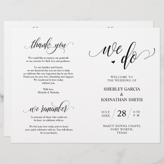 Papier Nous le faisons, Noir, Foldable Mariage Ceremony P (Devant / Derrière)