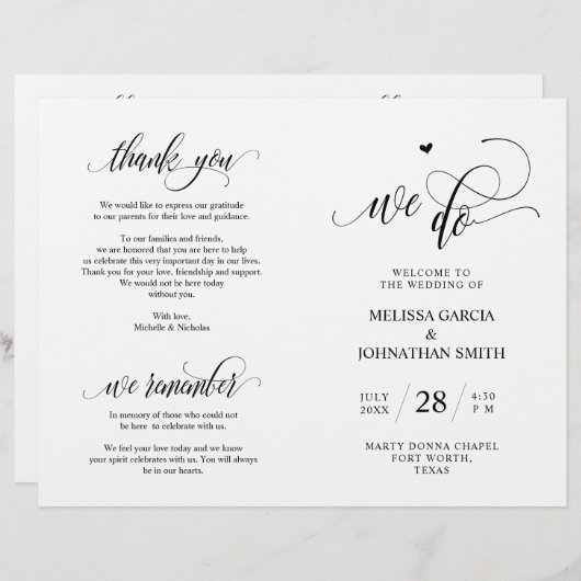 Papier Nous le faisons, Noir, Foldable Mariage Ceremony P (Devant / Derrière)