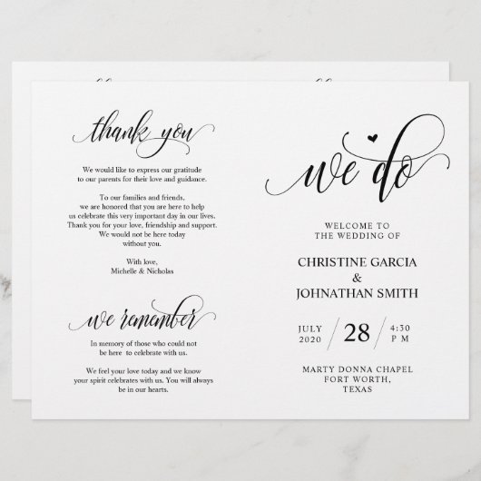 Papier Nous le faisons, Noir, Foldable Mariage Ceremony P (Devant / Derrière)